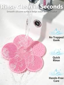 Silicone Makeup Brush Cleaning Pad, Flower Shaped, With Suction Cup, Portable Cleaning Tool, Suitable As Valentine's Day, Birthday, Party Gift - Multicolor - View 5