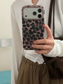 Minimalist Leopard Print Phone Case Compatible With Apple 18 Pro Max, 17 Pro, 16, 15, Full Coverage Anti-Drop Protective Soft Shell, Niche Design, Premium Feel, Girly Style - Brown - View 10
