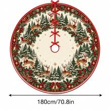 1pc Snowman Red Bird Pine Branch Pattern Christmas Tree Skirt, Elegant Color Holiday Decor, 5 Sizes, Unisex Holiday Gift, Suitable For Home And Party Christmas Home Decoration - Snowman Red Bird Pine Branch - View 13