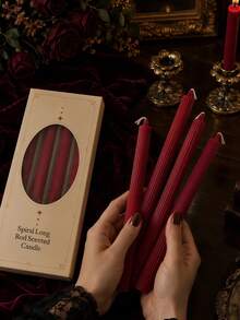 4/2/1pc 0.86*9.84 Inch Red Pointed Ribbed Long Tapered Candles, Suitable For Home Decor, Living Room Decor, Party Supplies, Holiday Decoration, Create Romantic Atmosphere, Wedding Souvenirs, Christmas, Christmas Decoration - Multiple Styles - View 2
