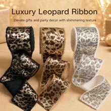 Gold Foil Leopard Print Frayed Edge Ribbon 1.5inch X4.5yard Holiday ...