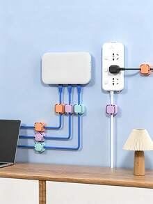 1/6/3 Pack Magnetic Cable Clips, Magnetic Desktop Cable Organizer, Slot-Style Cable Clips - Cable Organizer, Cable Management, Cable Clips, Cable Holder, Desktop Cable Organizer, Charging Cable Holder, Bedside Cable Organizer, Cable Management Clips, Self-Adhesive Cable Management, Suitable For USB Cables/Power Cords/Wires, Car And Desktop, Home And Office - Multicolor - View 7
