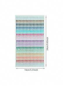 1 Sheet Long Rainbow Gradient Face Rhinestone Stickers, Vertical Multi-Color Self-Adhesive Round Gems For Festival Party Makeup - Multicolor - View 6