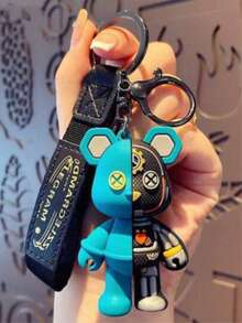 1/2pcs Mechanical Bear Keychain Wrist Strap Cool Y2K Gothic Style Bag Charm Suitable For Birthday Graduation Party Gift - Multicolor - View 13