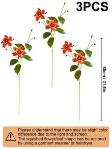 Artificial Flowers Fake Clematis Vine Stems 31.5 Inches Silk Flowers For Home Wedding Party Stairway Indoor Outdoor Deocorations - Coral Orange - View 9