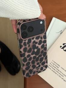 Minimalist Leopard Print Phone Case Compatible With Apple 18 Pro Max, 17 Pro, 16, 15, Full Coverage Anti-Drop Protective Soft Shell, Niche Design, Premium Feel, Girly Style - Brown - View 5