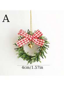 4pcs/1pc Mini Christmas Wreath - Creative Decorative Wreath With Bells And Bows, Suitable For Christmas Tree, DIY Holiday Crafts, Miniature Christmas Scene Hanging Decor And Holiday Gift Decoration Small Wreath - Multicolor - View 11