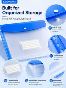 12/6pcs A4 Folders With Buckle, 11-Ring Loose Leaf Pocket, Heavy Duty PP File Organizer Box With Lock, Durable, Suitable For School, Office And Home (Random Color) - Multi-color - View 8