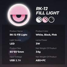 AXNEN 36 LED Selfie Ring Light, Upgraded 150mAh Battery, USB Rechargeable Portable Round Clip-On Light, Suitable For Smartphones, Laptops, Photography, Cameras And Videos, Makeup Selfie Gadget For Girls - White - View 10