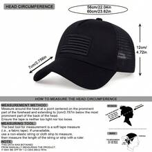 1pc Men's American Flag Embroidered Baseball Mesh Cap, Outdoor Adjustable Sun Protection Casual Hat Suitable For Spring And Summer Travel Beach Vacation - Black - View 2
