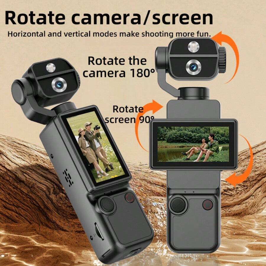 4K Ultra-High-Definition Handheld Digital Camera,4K Video Recording, Sensitive Chip,180° Rotating Lens, With Flash, Supports Night Shooting, Autofocus, Landscape/Portrait Modes, Equipped With A 64Gb Sd Card, 1000mAh Battery - View 1