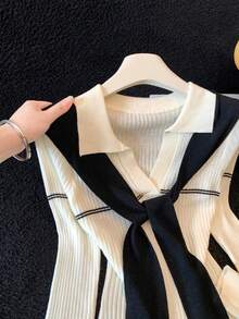 Women's Colorblock Casual Versatile Daily Wear Top - Apricot - View 4