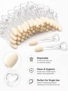 30PCS/24PCS/12PCS/6PCS Portable Disposable Eyeshadow Sponge Applicators, Transparent Heart-Shaped Handle Design, Soft Sponge Head With Gentle Touch, Even Blending And Application, Wash-Free Hygienic To Avoid Cross-Contamination, Suitable For Eyeshadow/Highlighter/Eyeliner Detail Work, Multi-Pack Travel Makeup Brush For Eye Makeup, Practical Daily Eye Makeup Tool - Multicolor - View 3