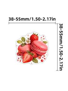 50Pcs Aesthetic Strawberry Stickers, Cute Strawberry Cow, Love Letter & Ribbon Decals, PVC Waterproof Self-Adhesive Stickers For Notebook, Phone Case & Gift Box Decor,Valentine's Day Stickers - Multicolor - View 6