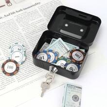 Small Metal Cash Box With Key Lock, Mini Money Box For Storing Coins And Bills, Suitable For Home Office Desk, Lockable Money Organizer Box, Halloween, Christmas, New Year, Birthday, Graduation Gift, Suitable For Teens And Adults 14 Years And Older (Black) - Black - View 2