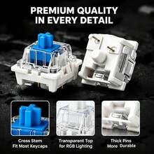 Mechanical Keyboard Switches 30/50/100Pcs Shaft Include 10/20Pcs Keychain Ring For Gaming Keyboard Replacement Or Portable Stress Relief Decompression Fingertip Fidget Clicker - View 9