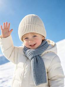 Autumn/Winter Children's Ear Protection Knitted Hat, Solid Color Striped Soft Yarn Beanie, 3-8 Years Old Boys & Girls Versatile Cold Weather Hat - Multicolor - View 4