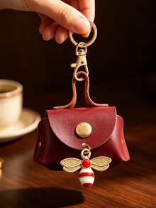 Mini Handbag Keychain Features A Bee Charm Accessories Series, Coin Wallet,Portable Small Bag Pendant,For Change,Earphone,Coins,Lipstick,Travel Essential - Multicolor - View 12