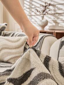 1pc Bohemian Style Thick Plush Sofa Cushion, Quilted Craftsmanship, Non-Slip, All-Season Use, Machine Washable, Pet-Friendly, Soft Plush Fabric - Perfect For Living Room, Bedroom, Office Home Decor - Grey - View 9