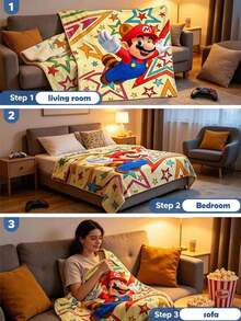 Splendor Game-Themed Plush Blanket. 4 Different Patterns To Choose From. It's A Cozy Cover For Your Sofa For A Nap, A Decorative Blanket For Relaxation. Suitable For Christmas, Halloween, And Various Festivals. It's A Great Item For Home Decor. - Multicolor - View 4