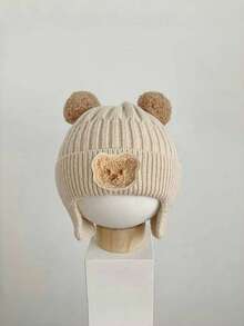 1pc Kids Knitted Hat Newborn Baby Beanie Woolen Cap Cute Infant Hat - Beige - View 4