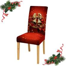1/4/6pcs Christmas Print Chair Covers, With Santa Claus, Reindeer, Bells, Snowflakes And Other Christmas Holiday Print Patterns, Suitable For Christmas Atmosphere, Suitable For Parties, Gatherings, Home, Hotel And Other Occasions - Multicolor - View 12