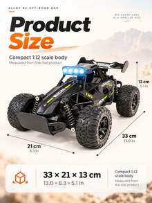 1:12 Scale 2.4G Alloy RC Car, Max Speed 25km/H, 4-Color LED Lights, Proportional Throttle, Suitable For Climbing And Driving. High-Speed Off-Road RC Car, Racing Model And Electric Off-Road Toy. Perfect Christmas Gift! - Multicolor - View 5