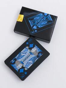 Blue Plastic Playing Cards, PVC Waterproof Tear-Resistant, Matte Texture, Durable, Suitable For Bar Games, Outdoor Activities, Family Gatherings, Friends Get-Togethers, Ideal For Games, Parties, Celebrations And Gifts - Blue - View 1