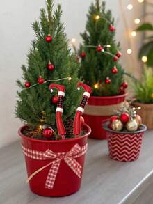 1pc Christmas Potted Plant Decoration – Santa Claus/Snowman Design. A Charming Decorative Accent For Flower Pots, Bonsai, And Landscaping-Perfect For Adding A Festive Touch To Your Courtyard Or Garden. - Multicolor - View 9