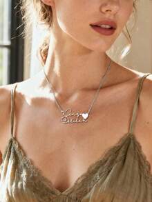 1PC Personalized Heart-Shaped Double Name Necklace, Stainless Steel Jewelry Gift, Customized Couple Name Necklace, Dual Name Necklace, Family Necklace, Customized Birthday Gift, Anniversary Jewelry, Customized Gift, Mother's Gift, Halloween Gift, Christmas Gift - Multicolor 4 - View 10