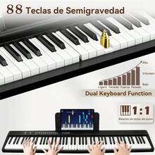 Teclado de Piano Digital Plegable DASHLINE de 88 Teclas con MIDI y Bluetooth - Negro - Ver 4