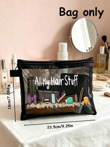 Single-Layer Or Three-Layer Cosmetic And Toiletry Bag, Featuring A Foldable, Transparent Mesh Design;Suitable For Bedroom, Vanity, Business Trip, Travel, Large Capacity Storage, Space-Saving Christmas Gift - Multicolor - View 13