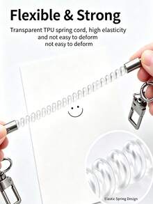 Macaron Color Pearlescent Elastic Phone Lanyard, Anti-Loss Elastic Wrist Strap, Universal Keychain Bag Pendant, Portable Decorative Chain, DIY Compatible With Dolls, Suitable For Phone/Bag/Cup/Key - Pearlescent Style - View 7