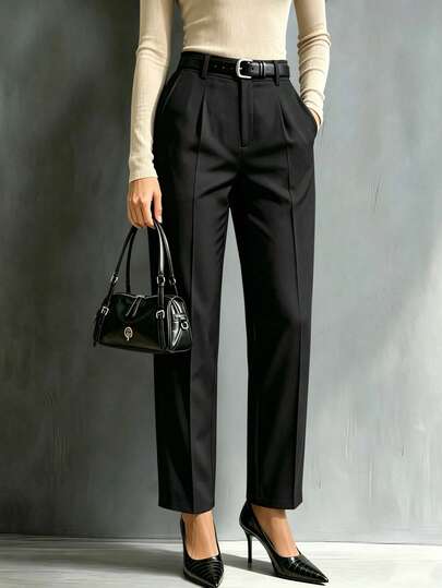 Women's Casual Commute Solid Color Blazer Tapered Pants [No Belt]