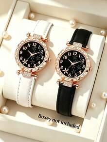 2pcs Women's Fashion Quartz Watch With A Round Design-An Ideal Gift For Christmas, Birthdays, Graduation, And The Back-To-School Season. - Multicolor - View 6