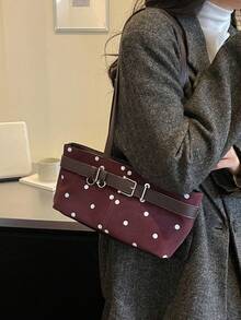 Niche, Design-Forward Polka-Dot Women's Shoulder Bag, Accented With A Vintage Biker-Style Belt Buckle. - Multicolor - View 3