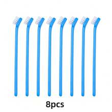 8pcs Single-Head Solid Color Pet Toothbrush, Dog Toothbrush, Cat Toothbrush, Suitable For Deep Oral Cleaning For Pets - Blue - View 7