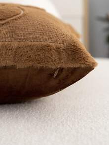 1pc Christmas Brown Gingerbread Man Embroidered Pillowcase, Suitable For Indoor Decoration, Christmas Decor, All-Season Pillowcase, Without Insert - Brown - View 9