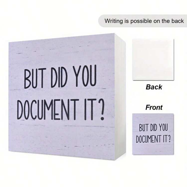 1pc 4-Inch PVC "But Did You Record It?" Decorative Funny Office PVC Box Sign, Home Office Decor, Rustic Farmhouse Style Square Desk Decor Sign, Suitable For Bookshelf - Multicolor - View 3