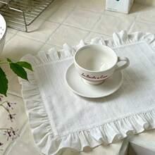 1/2/4pcs Double Row Dotted Hollow Small Hole Double-Layered Ruffle Edge Small Tablecloth Desktop Decoration Background INS Style Placemat Napkin - Multicolor - View 10