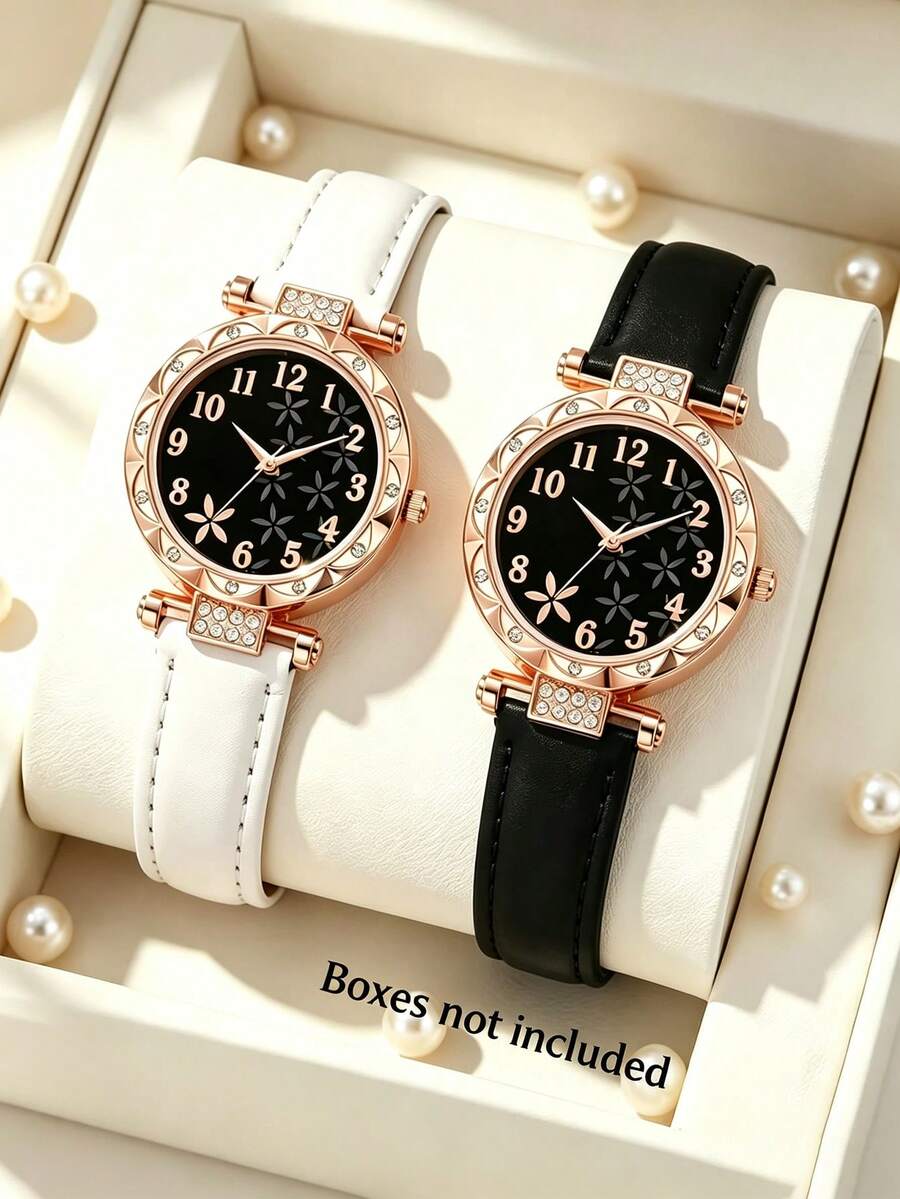 2pcs Women's Fashion Quartz Watch With A Round Design-An Ideal Gift For Christmas, Birthdays, Graduation, And The Back-To-School Season. - Multicolor - View 1