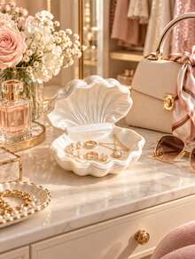 Pearl Shell Jewelry Storage Box, Elegant Shell Decorative Box, Suitable For Vanity, Wardrobe, Bedroom, Bathroom, Desk Decoration, Practical Storage Gift For Women And Girls, Showcasing Their Elegant Style - Multicolor - View 8