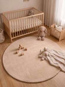 1pc, Washable Non-Slip Khaki Round Faux Rabbit Fur Rug, Non-Slip Bottom, Soft And Delicate Touch, Perfect Circle Shape, Solid Light Beige-Brown Tone, Minimalist And Clean, Soft Earthy Color Palette, Suitable For Wooden, Cream, Minimalist And Other Home Decor Styles, Applicable To Living Room, Bedroom, Bedside, Entryway, Children's Room, Baby Room And Other Living Scenes, Christmas Decoration Item - Multicolor - View 3