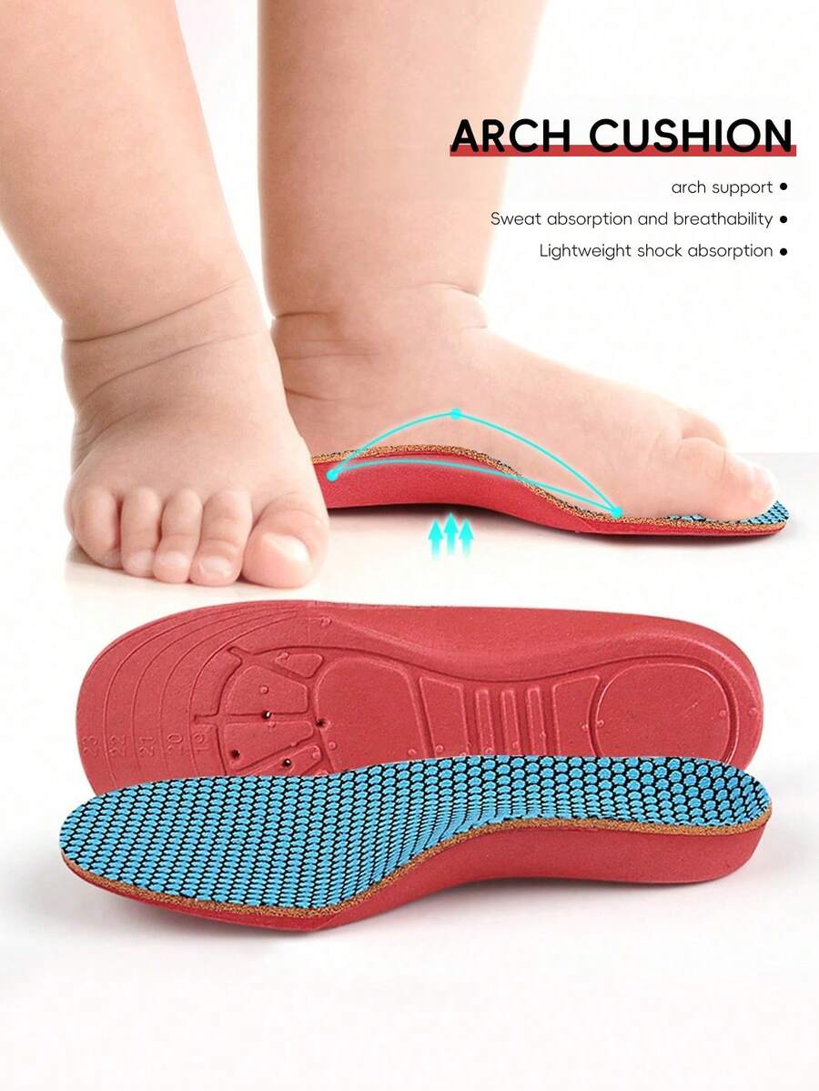 1 Pair Sports Arch Support Insoles, Trimmable EVA Colorful Shock-Absorbing Comfortable Soft Shoe Accessories - Red Base With Blue Face - View 1