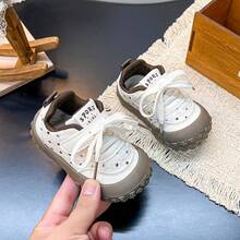 1 Pair Girls' Polka Dot Comfortable Casual Sports Shoes, Versatile Hook & Loop Non-Slip Outdoor Shoes - Khaki - View 2