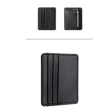Microfiber Leather Contrast Color Card Holder Wallet, Slim Zipper Pocket ID Card Sleeve, Daily Portable Card Holder, Coin Purse - Multicolor - View 16