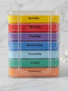 2/1pc 28-Compartment 7-Day Portable Pill Box, Stackable Daily Pill Organizer - (4 Times Per Day) Weekly Medication Reminder - Premium Weekly Morning/Evening Pill Box For Morning, Noon, Evening And Bedtime Medication, With 7 Separate Stackable Compartments, Daily Medication Organizer, Also Suitable For Storing Vitamins, Travel Essentials, Mother's Day, Pill Box, Gift For Seniors - Multicolor - View 19