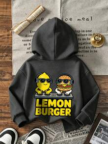 Boys' Fun DJ Food Cartoon Graphic Sweatshirt, Soft Comfortable Long Sleeve Pullover Sweatshirt, Suitable For Daily Wear - Dark Grey - View 5