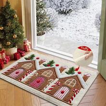 1pc Christmas House Pattern Design Microfiber Bath Rug,Non‑Slip Soft Bathroom Mat,Water‑Absorbent Doormat,Machine Washable,Knit Fabric,For Bedroom,Kitchen,Entryway,Indoor & Outdoor Use,Home Decor,Perfect Holiday Party Decor Gift,Christmas Decoration - A - View 7