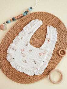 4pcs Baby Drool Bibs, Ruffle Edge Newborn Bib Set, Crinkle Fabric Absorbent Soft, Suitable For Boys And Girls Infants All Seasons, Solid Color & Printed, Perfect For Home, Outings And Baby Gifts - Multicolor - View 5